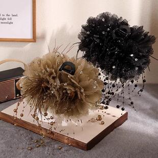 灿若繁星秋冬新款 流苏珠珠抓夹轻奢显发量后盘发鲨鱼夹发饰发夹女