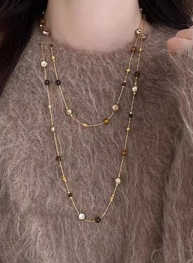 美拉德虎眼石珍珠项链女款