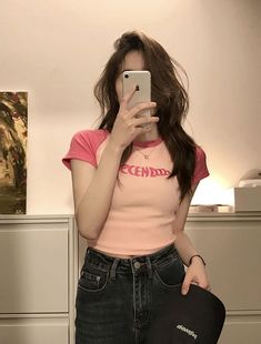 显瘦刺绣拼接撞色短款 bm风高腰打底衫 辣妹紧身上衣潮 新款 2025夏季