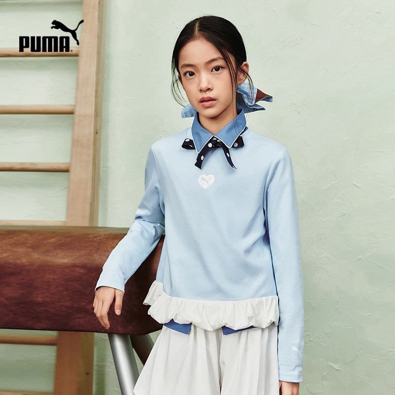 PUMA彪马童装26春季新款儿童长袖T恤女童上衣拼接花边潮流内搭,童装/婴儿装/亲子装,T恤,淘宝优惠券,粉丝福利购,淘宝优惠卷