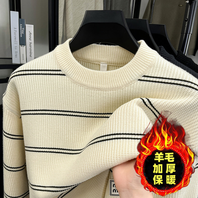 秋冬季加厚羊毛衫男士圆领毛衣