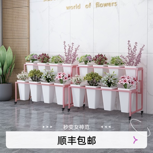 花店花架厂家直销可移动多层鲜花展示架花卉商场轻奢铁艺花桶架子