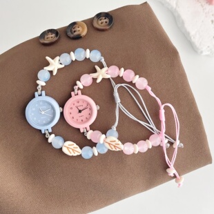 手表女编织手绳学生初高中可爱高颜值串珠2026新款ins风简约时尚