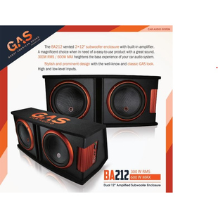 美国GAS车载重低音炮汽车音响改装双12寸有源音箱超重低音600W