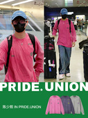 PRIDE 撞色Tee 春秋水洗植绒字母印花重磅纯棉长袖 UNION 2024新款