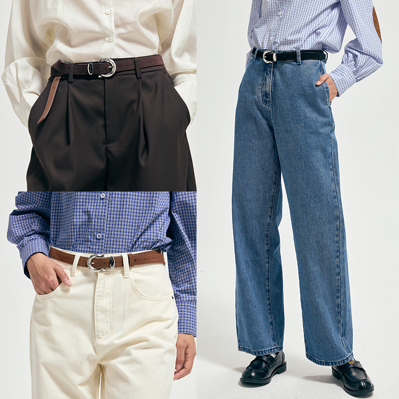 HOWL STUDIO香港设计师品牌反绒圆形银扣牛皮皮带