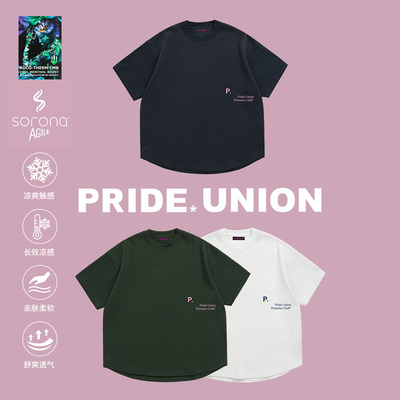 PRIDEUNION骄傲集结简约印花日系廓形前短后长索罗娜凉感重磅T恤