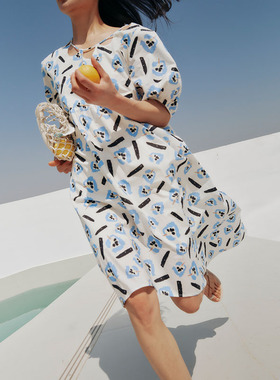 HOWL STUDIO设计师品牌植物印花连衣裙休闲连衣裙女