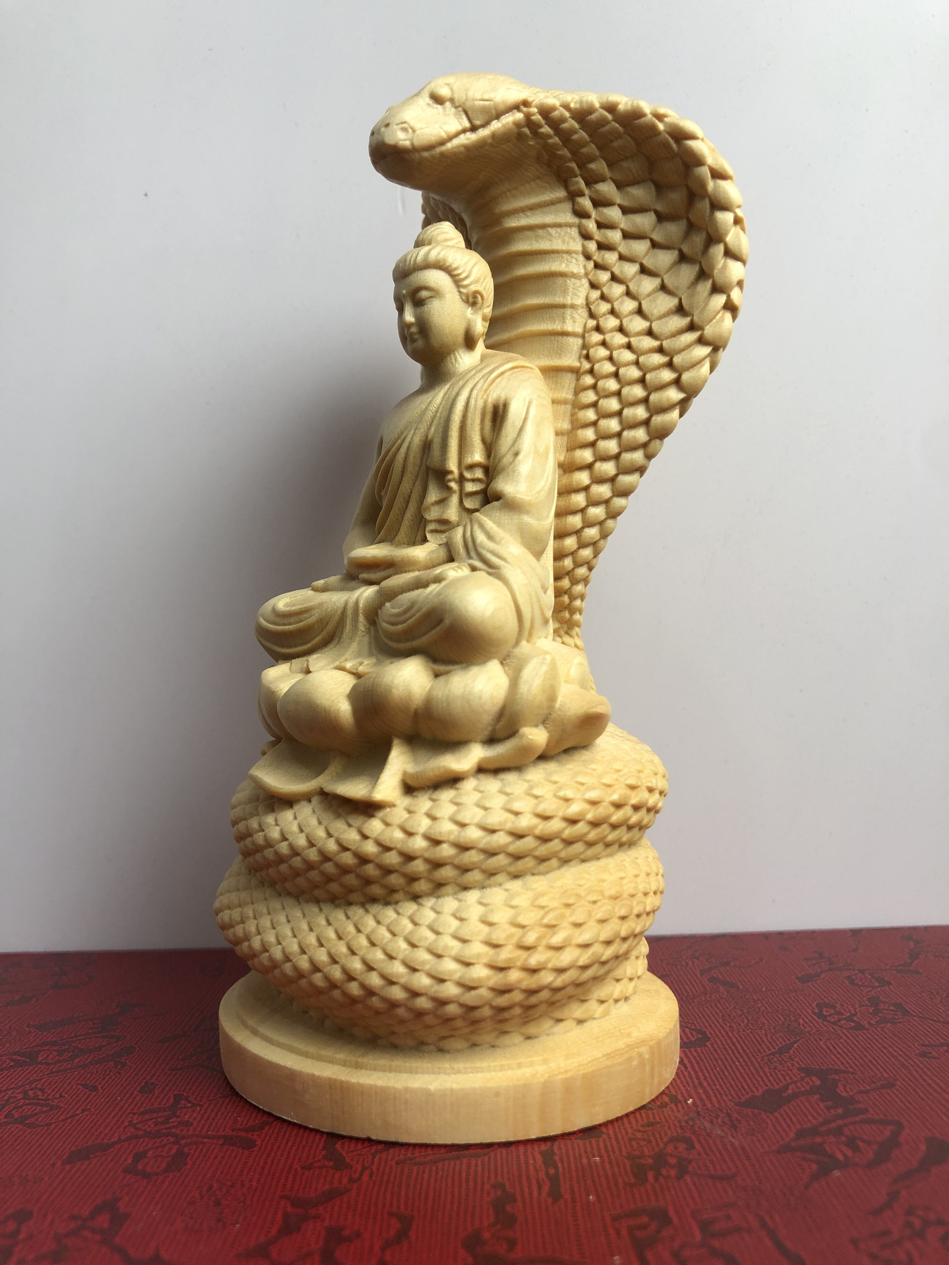 桧木黄杨木雕印度蛇佛释迦摩尼佛人物神像摆件家居供奉手工艺饰i.