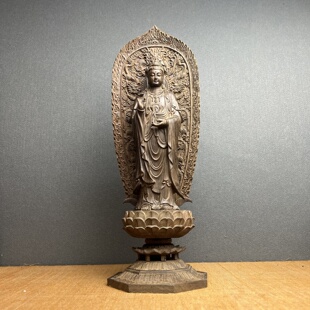 越南沉香木雕南海观音菩萨慈航普渡像实木居家佛堂供奉护平安摆件