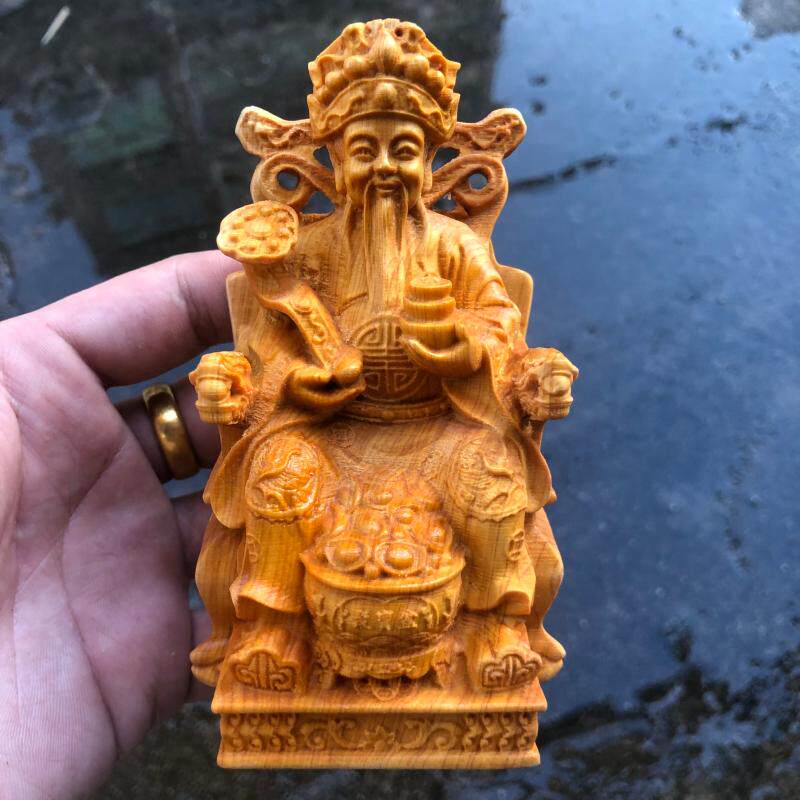 崖柏黄杨雕正德财神爷佛像家用佛堂供奉摆件开店送礼天官上神赐福