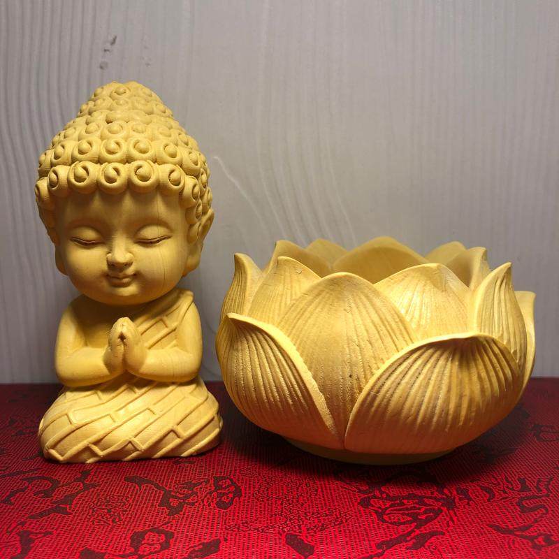 黄杨木雕莲花太子宝宝佛木质佛像q版释迦摩尼家居客厅饰品小摆件
