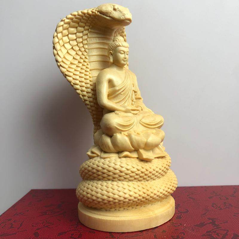 桧木黄杨木雕印度蛇佛释迦摩尼佛人物神像摆件家居供奉手工艺饰i.