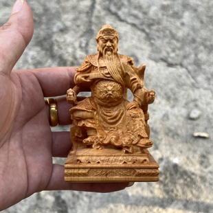 崖柏木雕坐龙椅池府千岁王爷威严像家居车载寺庙装饰镇宅实木摆件