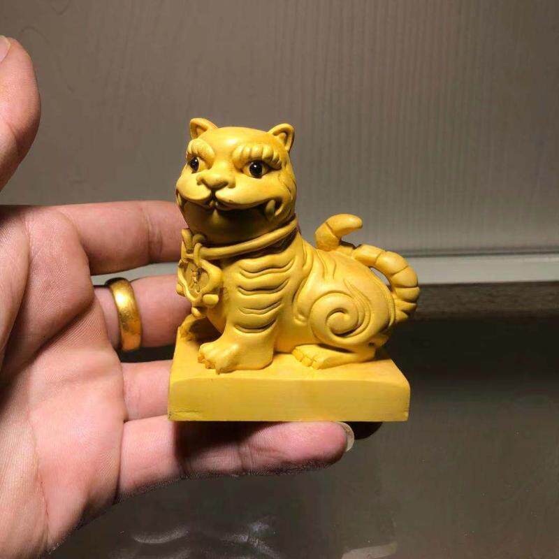 崖柏黄杨木精雕黑虎玄坛将军虎爷神像寺庙供奉摆件车载装饰保平安