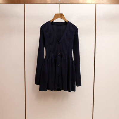 深圳南油高端女装秋季新款法式名媛气质拼接A字长袖针织连衣裙女