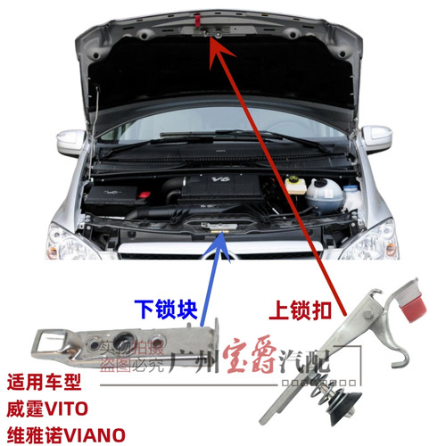 适用奔驰威霆唯雅诺前机盖锁钩块