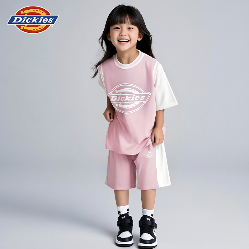Dickies童装2025新款夏季儿童休闲套装男女童短袖宽松运动两件套
