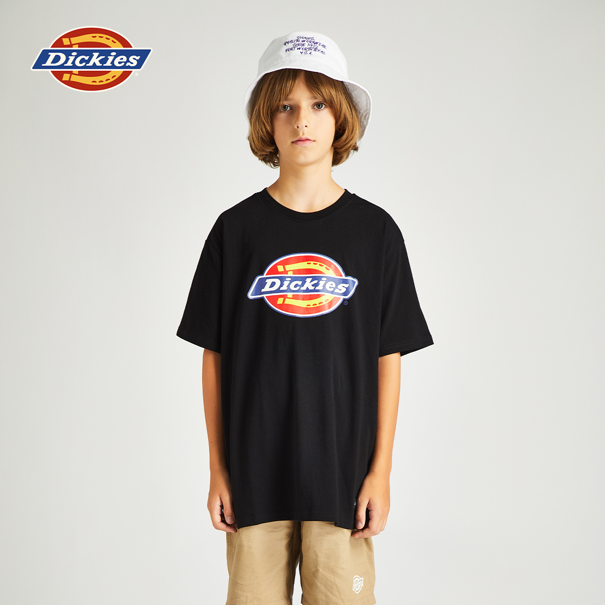 Dickies童装男童女童夏季前胸大彩色logo宽松圆领半袖T恤