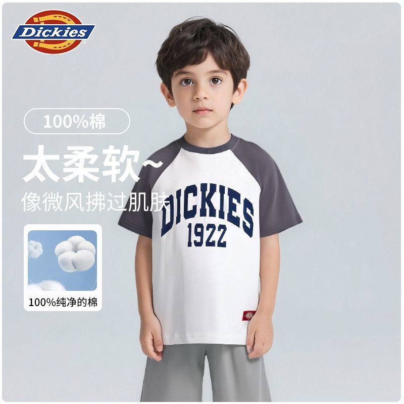 Dickies潮童2025夏季新款T恤时尚撞色圆领透气纯棉252K30LSD305