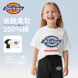 Dickies印花清仓短袖 男童女童T恤上衣柔软t恤可爱风中大童白色