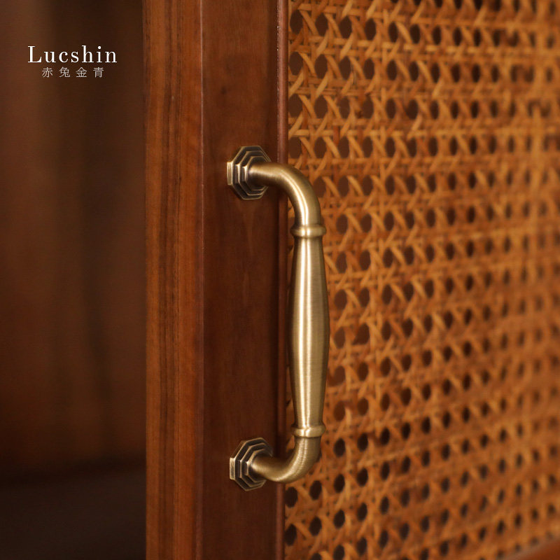 复古柜门把手橱柜抽屉现代简约欧式轻奢古铜色弧形圆角黄铜小拉手,基础建材,小拉手,淘宝优惠券,粉丝福利购,淘宝优惠卷