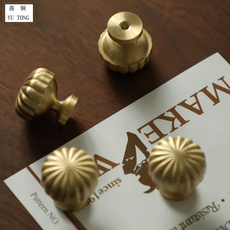 欧式英式黄铜衣柜抽屉门把手新中式橱柜金色现代简约轻奢拉纯铜手