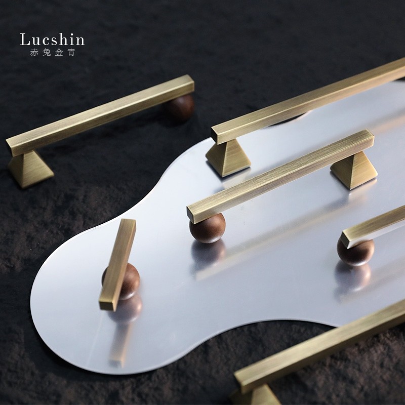 特惠！黄铜拉手古铜色中古风衣柜门橱柜抽屉复古简约轻奢柜子把手