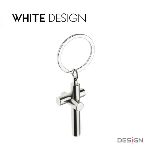 White Design不锈钢三轴钥匙扣几何造型钥匙圈装饰创意设计礼品