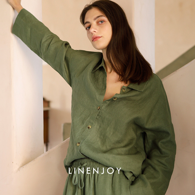 细纱支柔软抑菌亚麻女装家居服