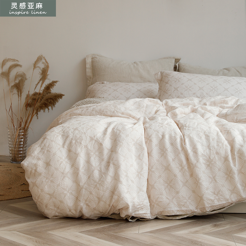 法国酵素水洗亚麻床品四件套高端