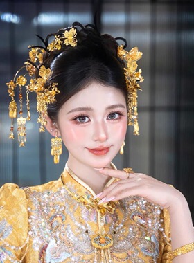 新款小清新汉服古装配饰新中式服饰配件长流苏合金百搭绿色头饰