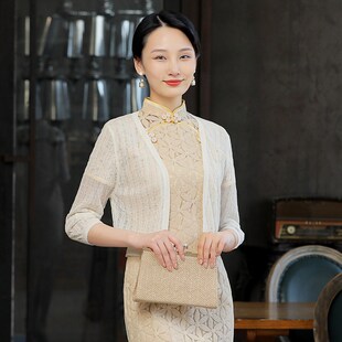 旗袍披肩外搭外套针织衫开衫夏季薄款女短款镂空年轻小款冰丝上衣