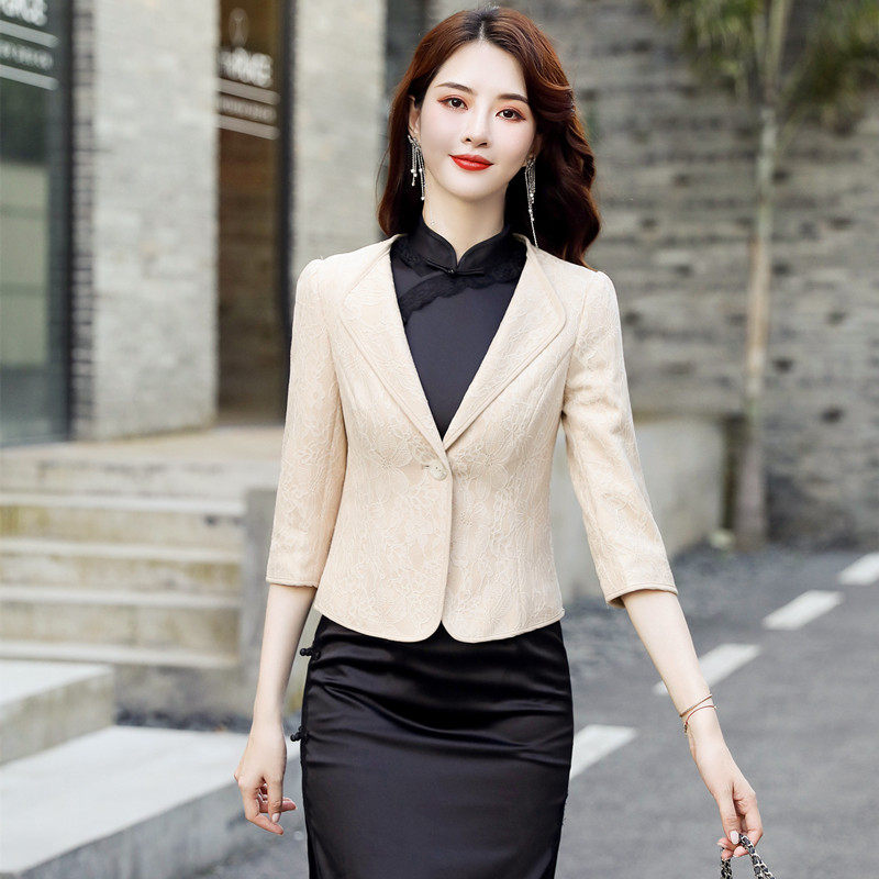 西装外套女2023年新款春秋薄款设计感小众上衣民国风旗袍披肩外搭