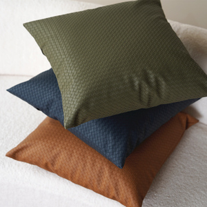 春夏编织皮革轻奢样板间抱枕沙发客厅现代简约靠枕套纯色方枕定制
