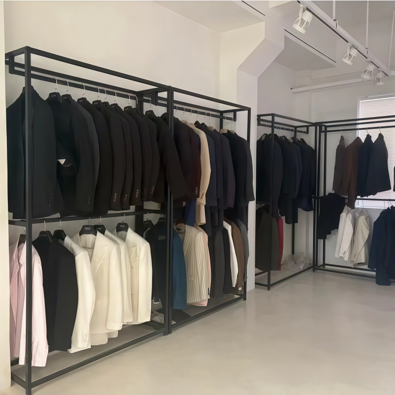 服装店展示架落地式双层挂衣架西服架子影楼礼服婚纱陈列货架加厚