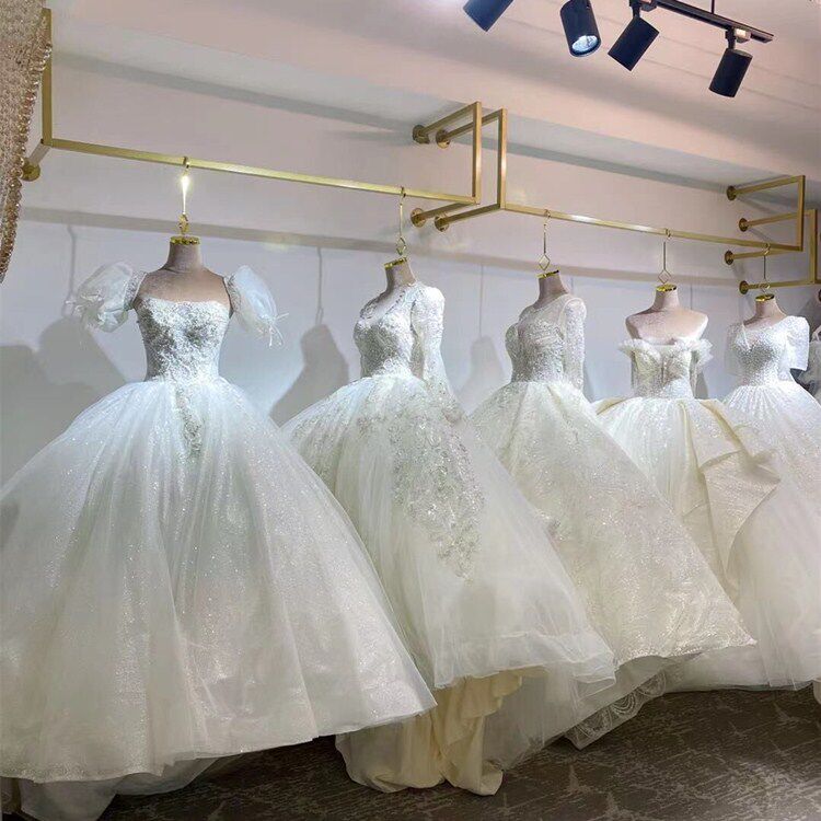 金色婚纱架子影楼专用礼服货架上墙壁挂架婚纱吊架女装店悬挂衣架