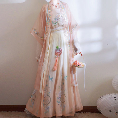 仙楚姬原创汉服桃花宋制对襟长衫