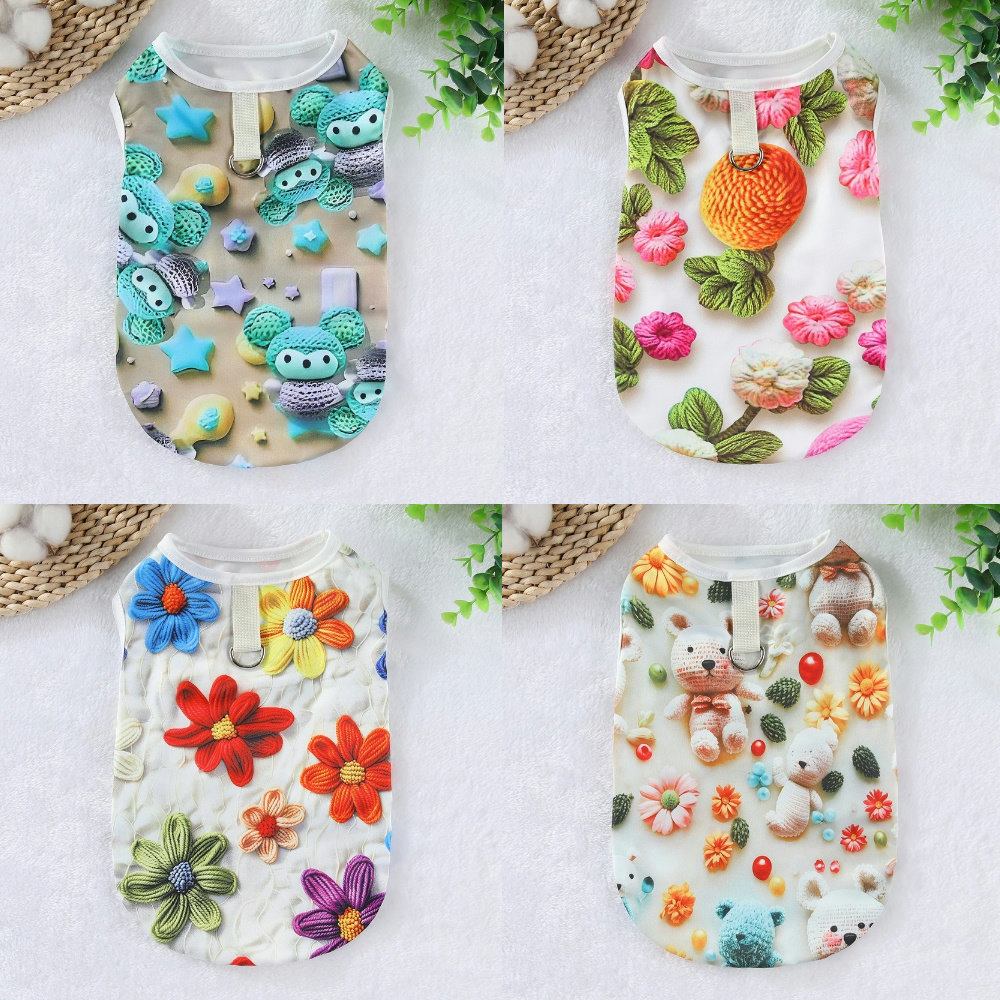 狗狗衣服薄款夏季弹力小中大型犬3D印花宠物衣服防掉毛可牵引无袖