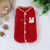 秋冬加绒可牵引宠物狗狗马甲猫咪保暖背上开扣中小型泰迪柯基衣服