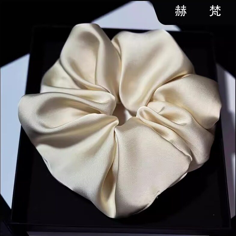 缎面发圈大肠丝绸ins韩国网红马尾奶油白头花法式复古绸缎头绳女