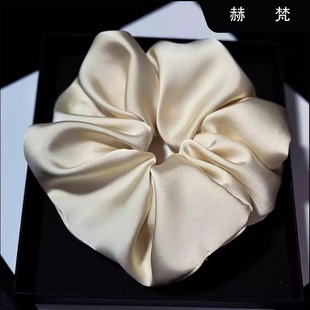 缎面发圈大肠丝绸ins韩国网红马尾奶油白头花法式复古绸缎头绳女