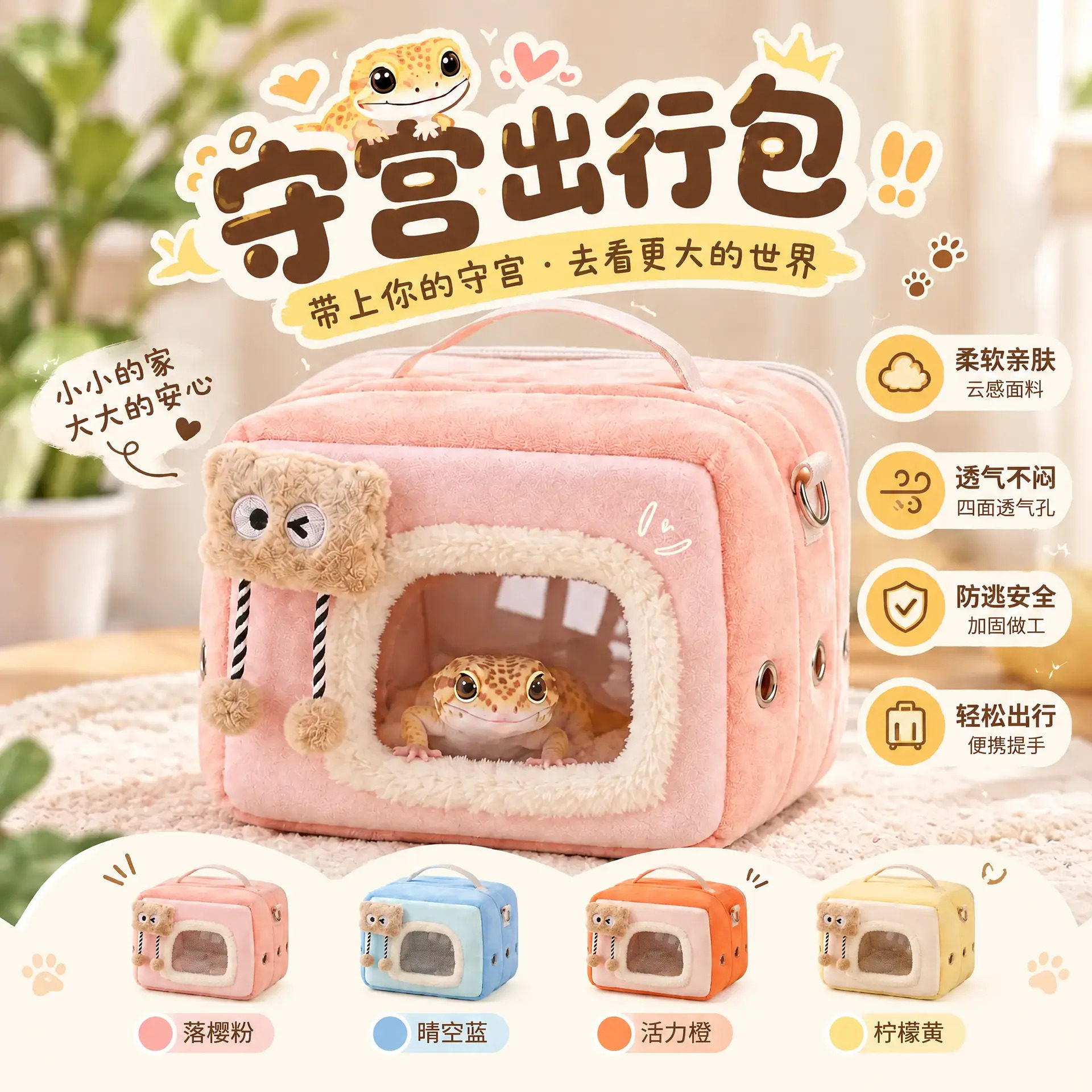 守宫防寒外出包爬宠便携出行小窝