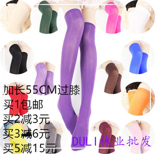 新款天鹅绒长统靴袜感过膝长筒丝袜女士糖果色成人袜子打底袜55CM