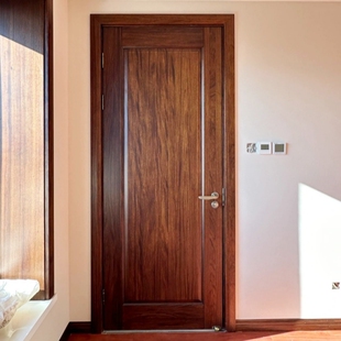 纯实木橡胶木实木乌金木原木金丝柚中式 卧室门烤漆室内门高端定制