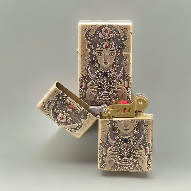 CHIEF首领三代802原铜镶嵌扎基拉姆复古防风打火机个性超薄男士礼