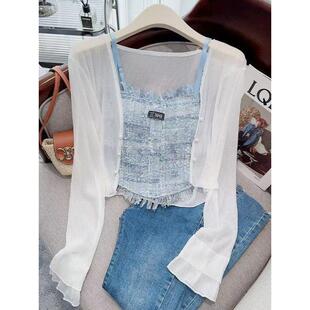 新款 空调衫 小披肩仙女防晒衣粉色开衫 短款 短外套 女高级感薄款 夏季