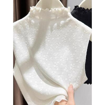无袖背心叠穿内搭蕾丝假领子
