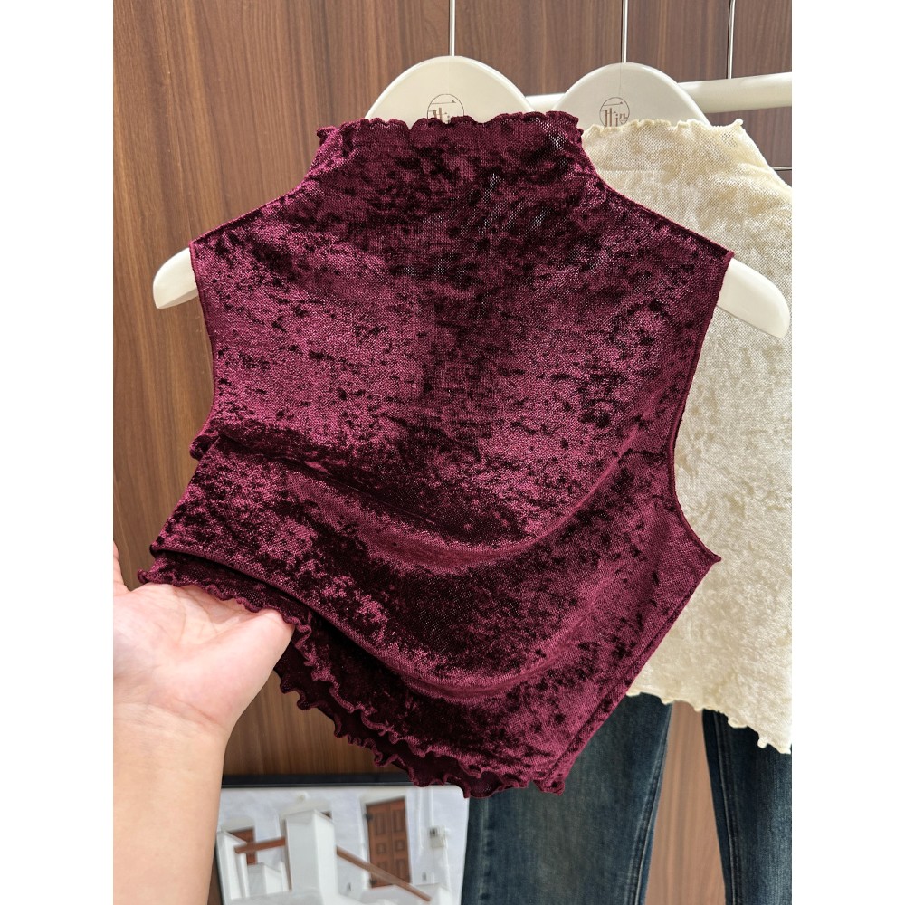 安哥拉红木耳边假领秋冬半高领