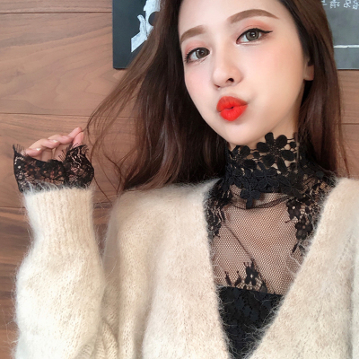 秋冬洋气蕾丝小衫内搭上衣女花边